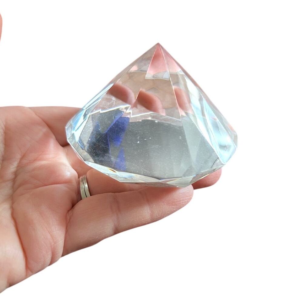 Vintage Crystal Diamond Shaped Paperweight